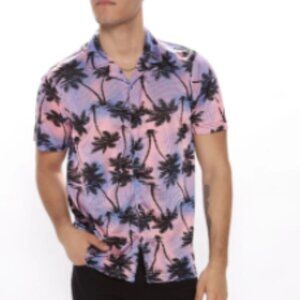 Cruisin Mesh Short Sleeve Button Down Shirt - Pink/combo - Men's Sizes - NWT